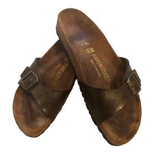 Birkenstock Madrid Birko-Flor Sandals Metallic Brown Women's Size 38 EUC~